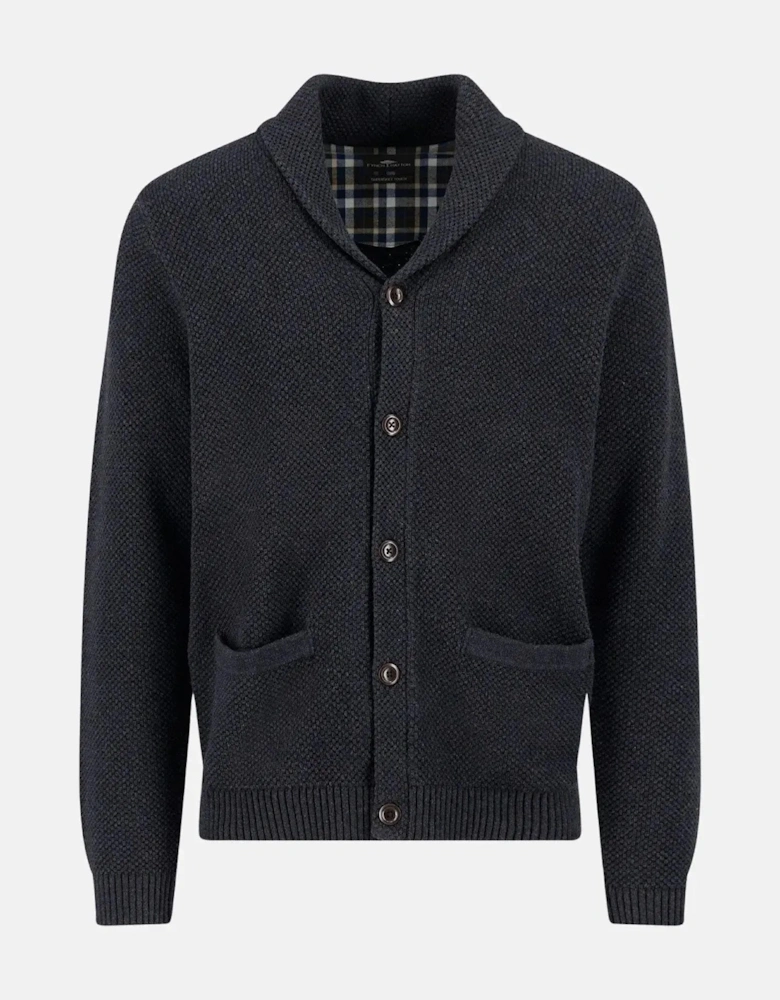 Buttoned Shawl Collar Cardigan Charcoal