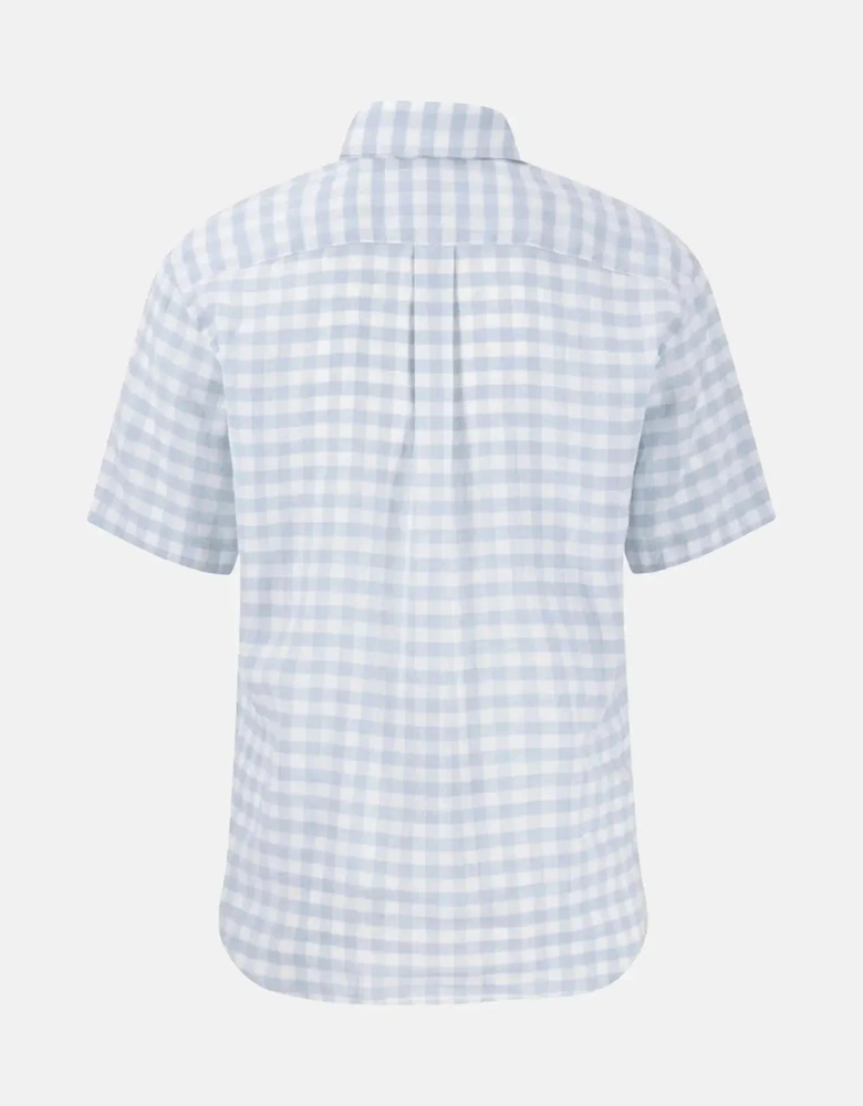 Check Linen Button Down Short Sleeved Shirt Summer Breeze