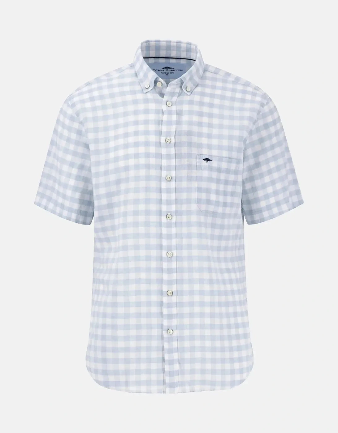 Check Linen Button Down Short Sleeved Shirt Summer Breeze