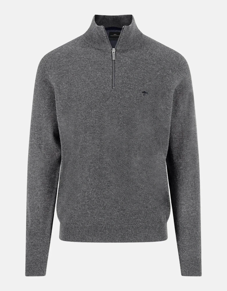 Pure Lambswool 1/4 Zip Knit Steel