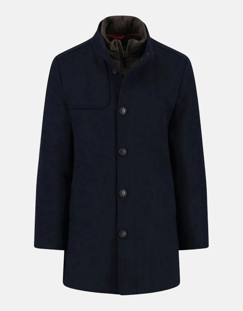 Standcollar Insert Wool Mix Coat Dark Navy