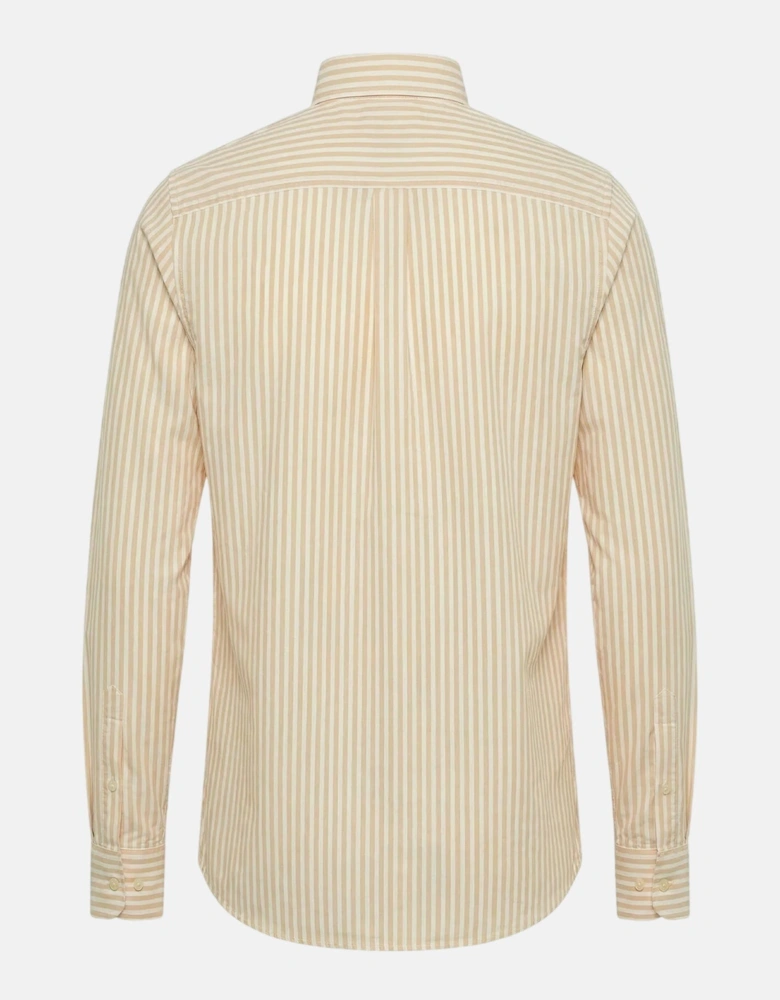 Cotton Oxford Stripe Button Down Shirt Tangerine