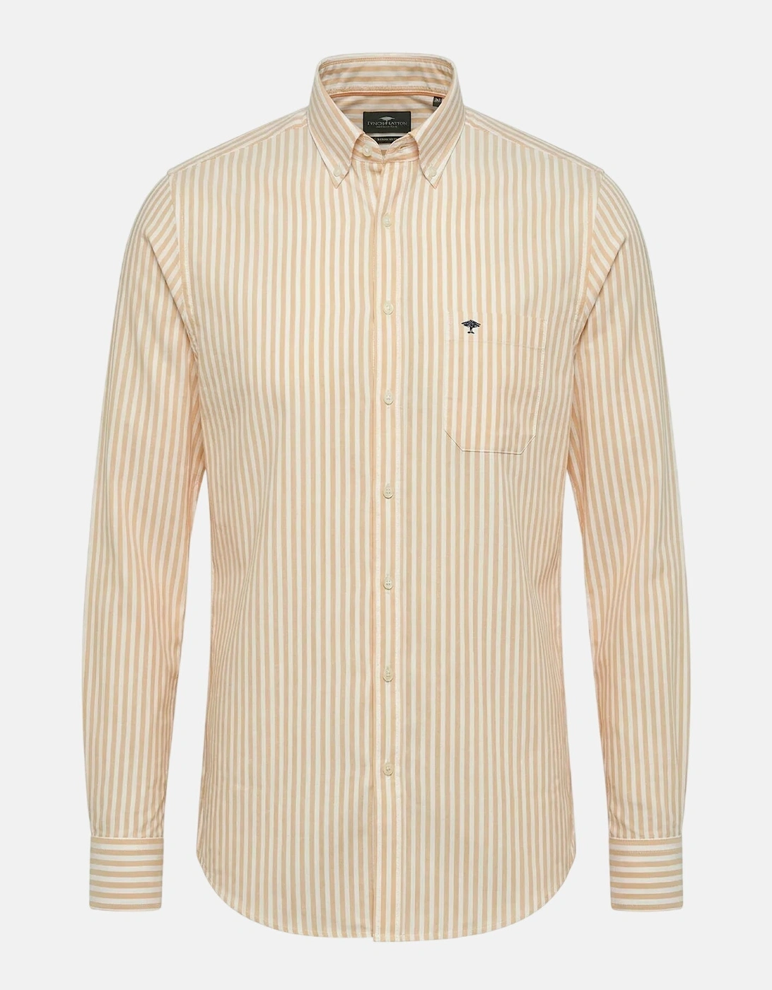 Cotton Oxford Stripe Button Down Shirt Tangerine