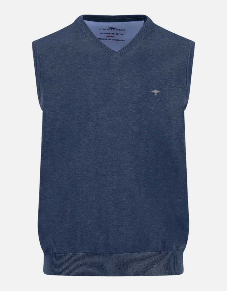 Superfine V-Neck Cotton Knit Vest Night