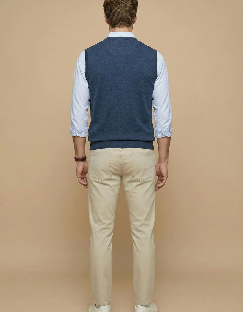 Superfine V-Neck Cotton Knit Vest Night