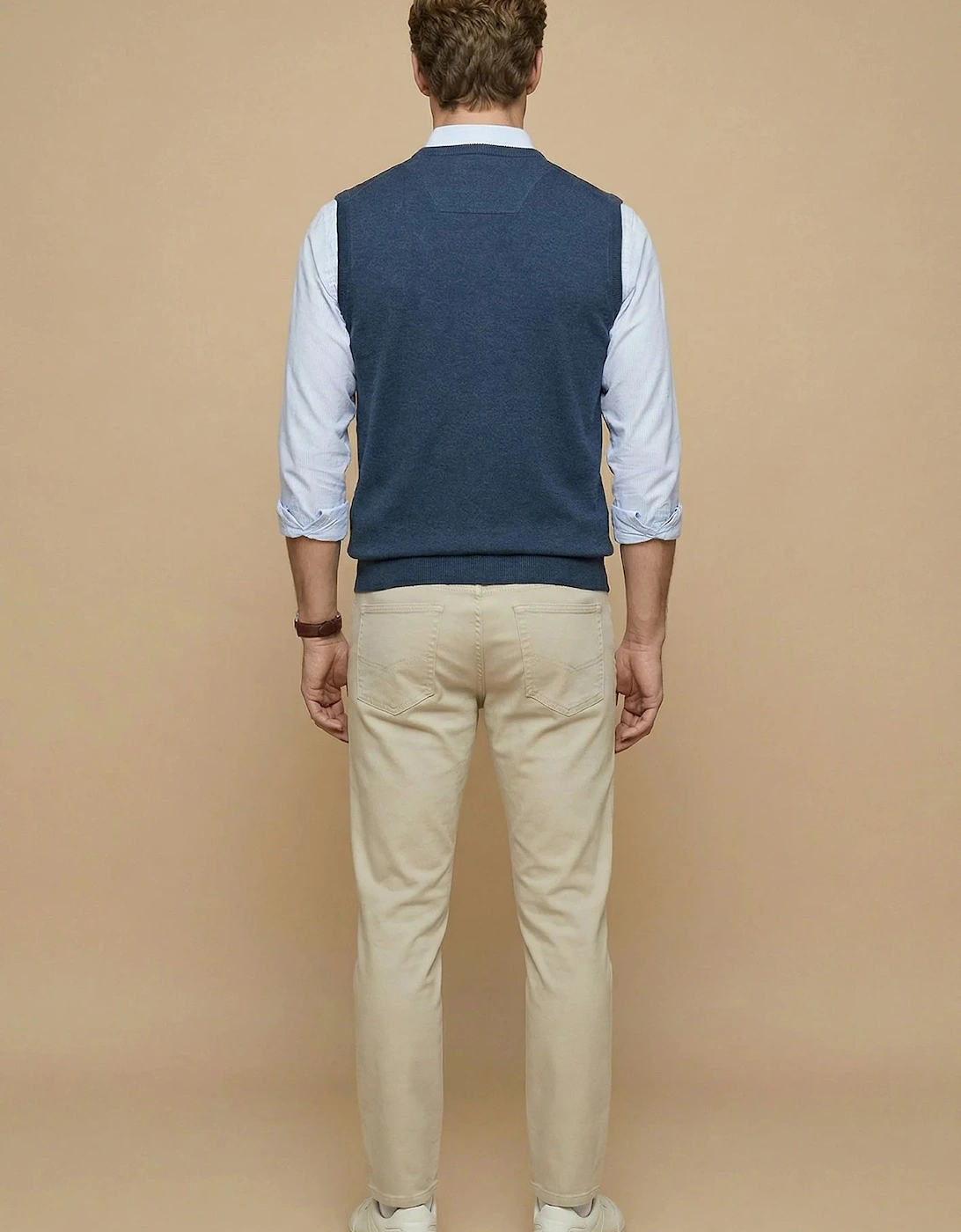 Superfine V-Neck Cotton Knit Vest Night