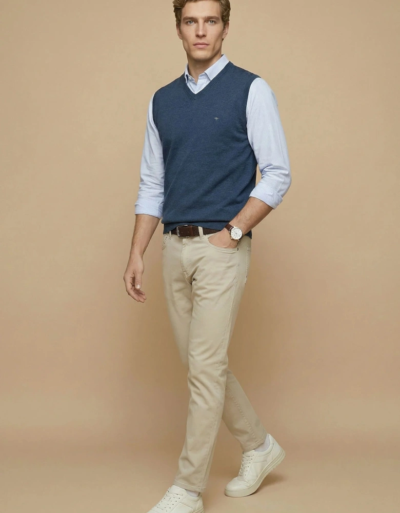 Superfine V-Neck Cotton Knit Vest Night
