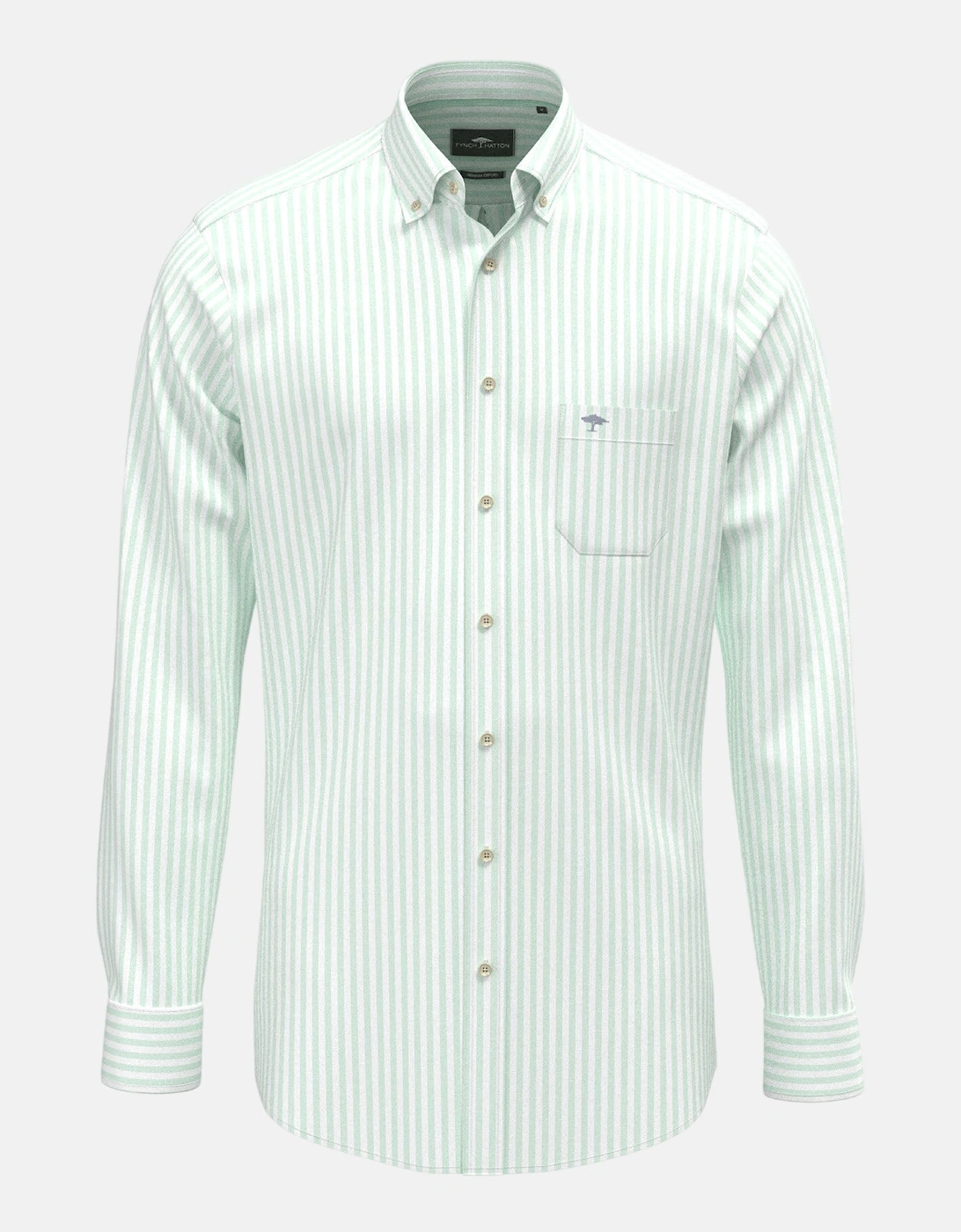 Cotton Oxford Stripe Button Down Shirt Mint