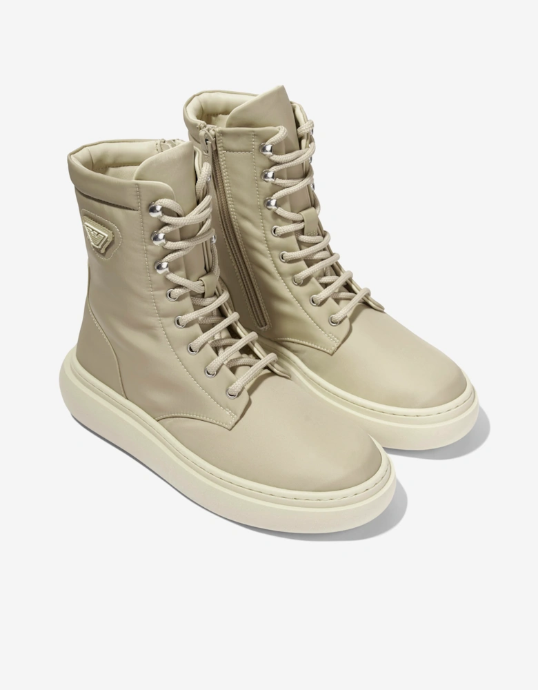Emporio Armani Boys Lace Up Boots in Beige