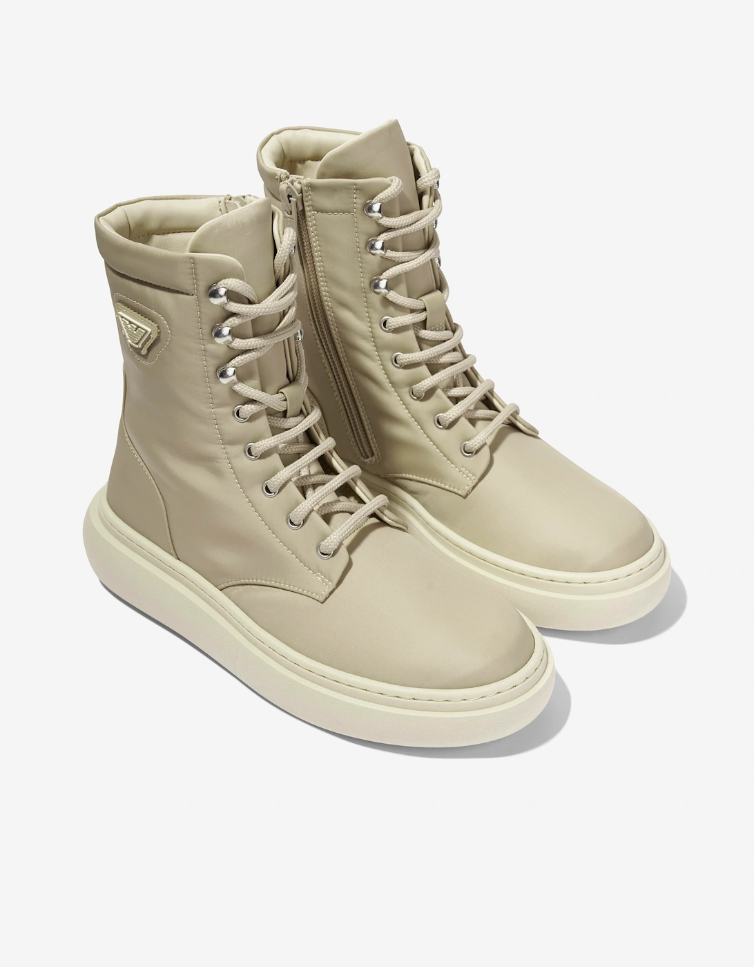 Emporio Armani Boys Lace Up Boots in Beige