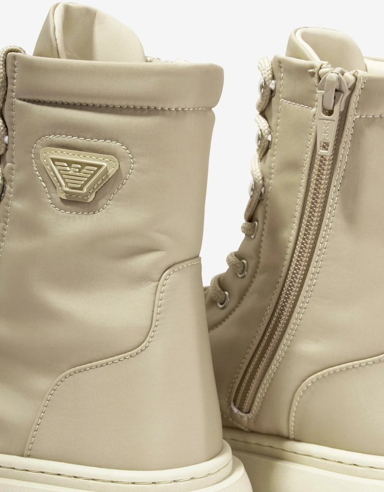 Emporio Armani Boys Lace Up Boots in Beige