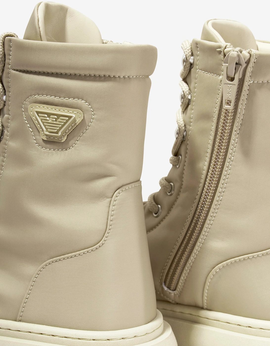 Emporio Armani Boys Lace Up Boots in Beige