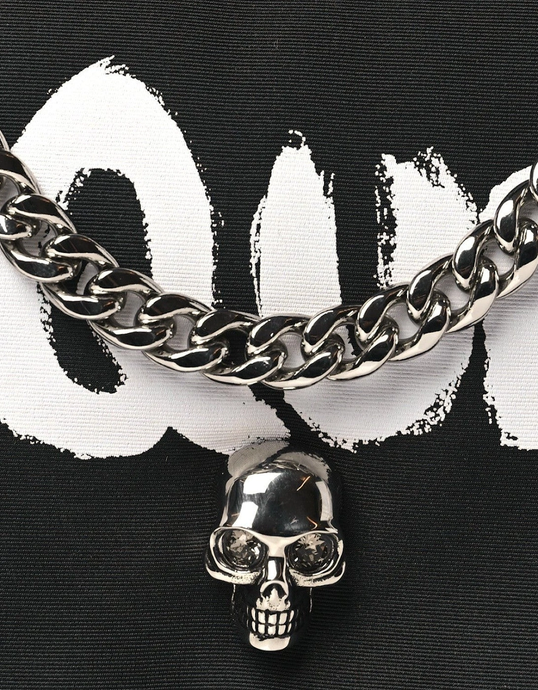 Nylon Graffiti Skull Small Crossbody Bag Black White