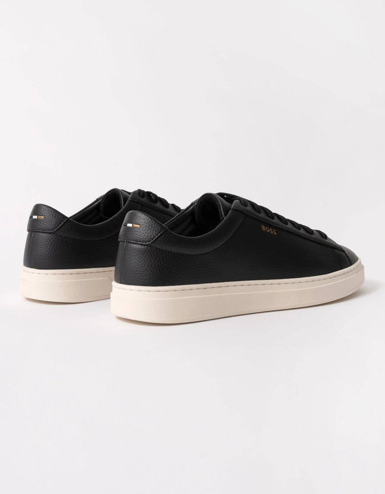 BOSS Orange Kieran Mens Grained-leather trainers with rubber sole - Black 008