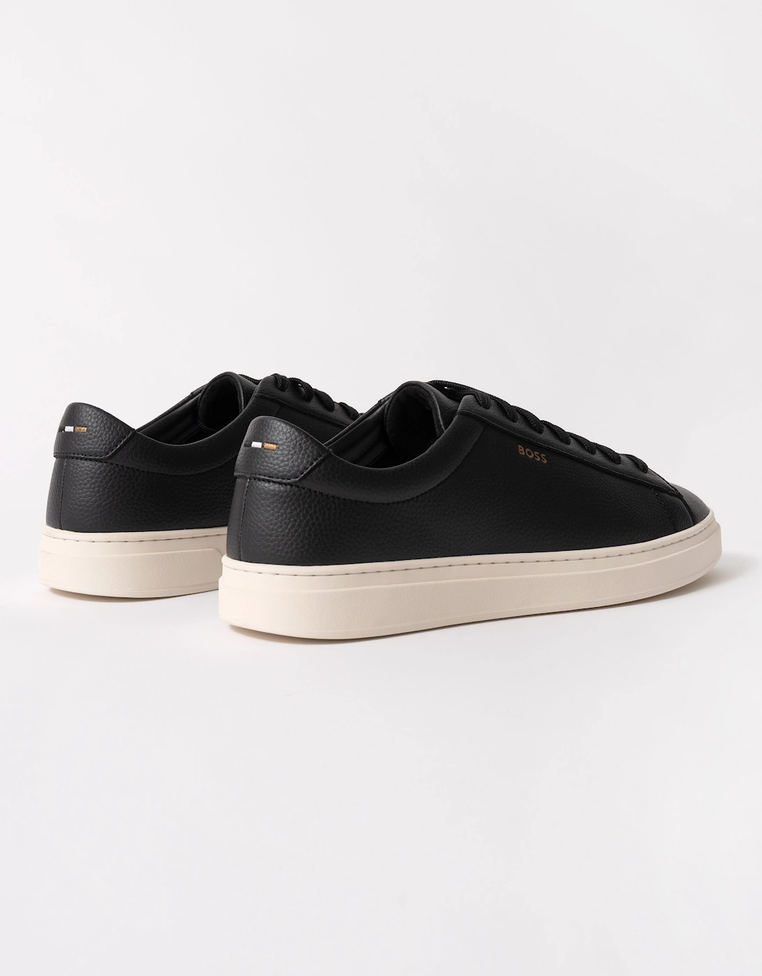 BOSS Orange Kieran Mens Grained-leather trainers with rubber sole - Black 008