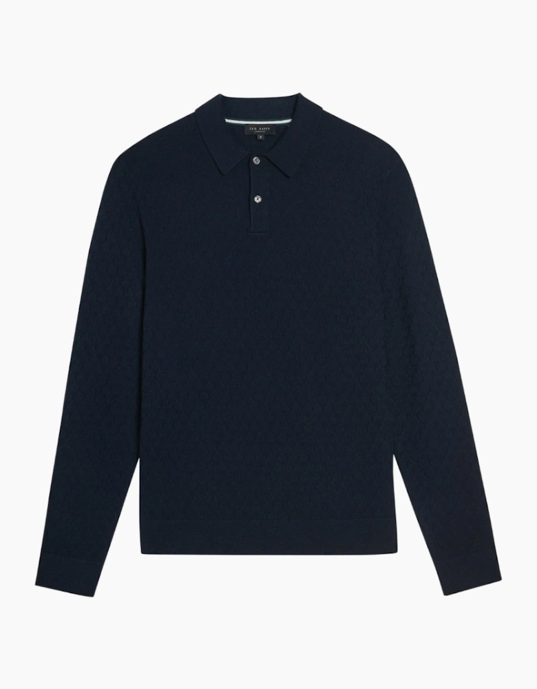 Ted Baker Morar T Stitch Knitted Navy Polo Shirt