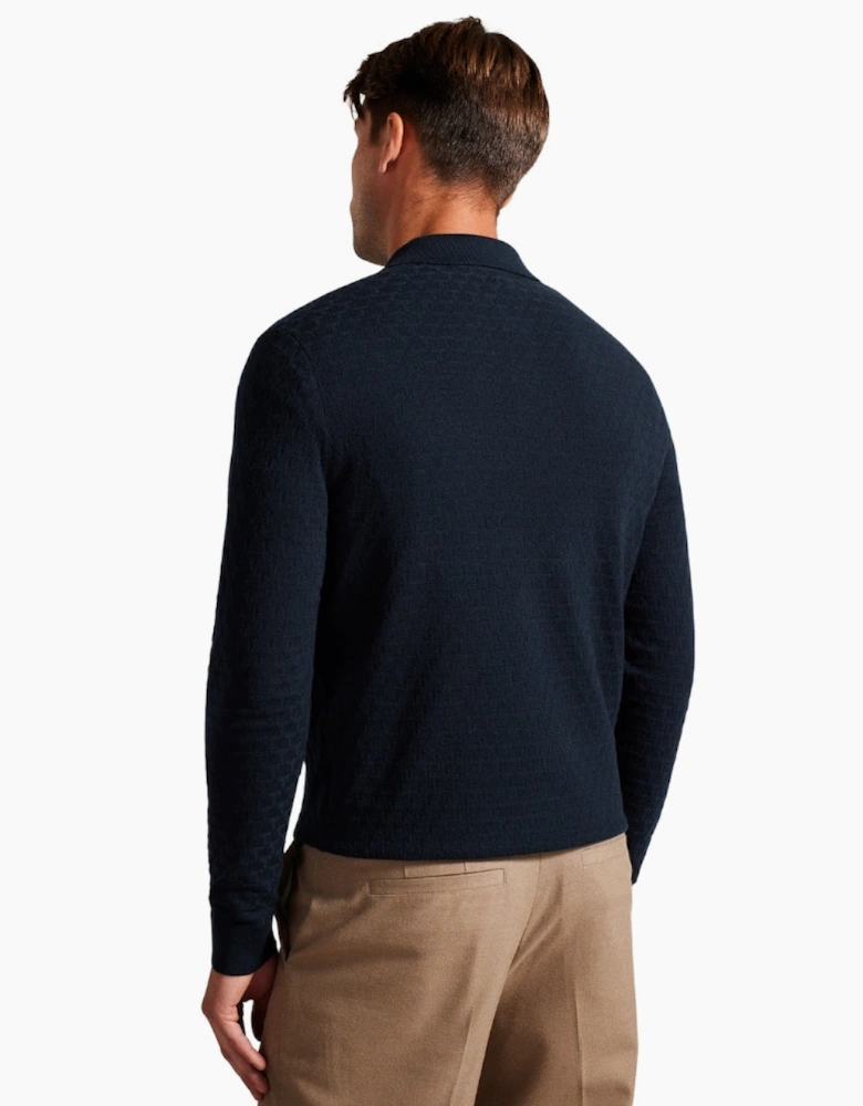 Ted Baker Morar T Stitch Knitted Navy Polo Shirt