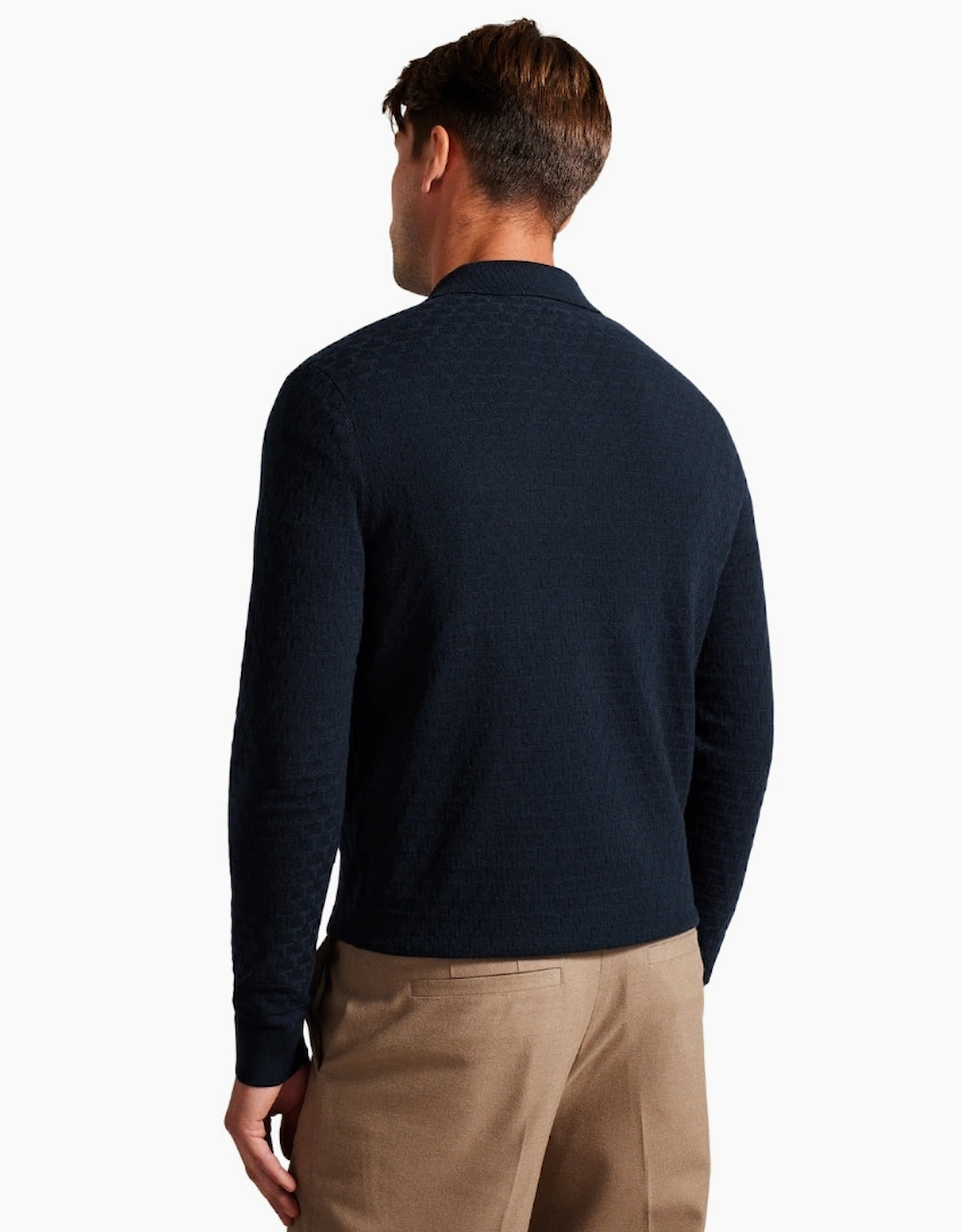 Ted Baker Morar T Stitch Knitted Navy Polo Shirt