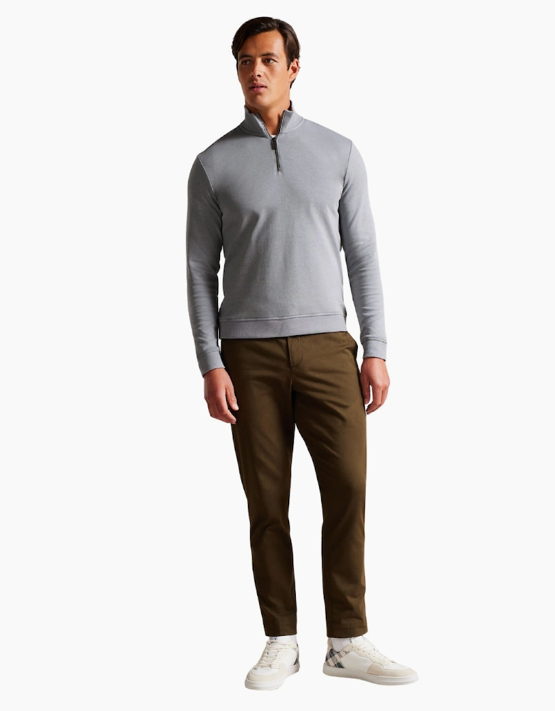 Ted Baker Antram Half Zip Funnel Neck Grey Sweater