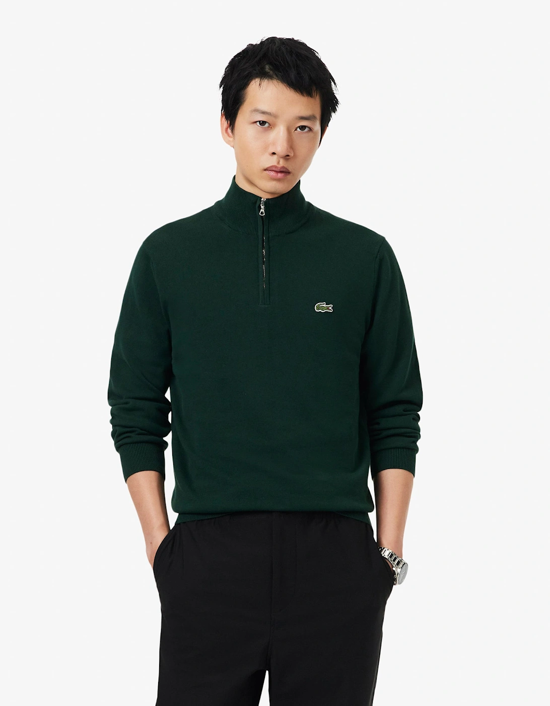 Lacoste Half Zip Logo Mens Sweatshirt - Sinople YZP