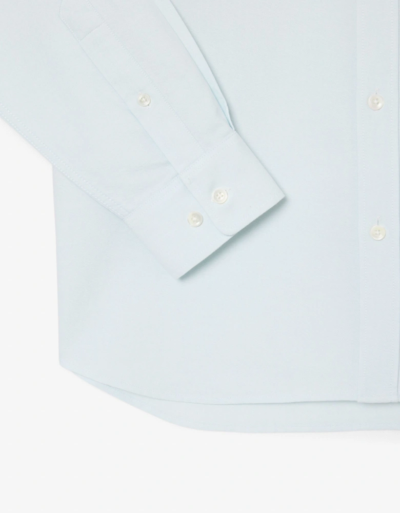 Lacoste Casual Oxford Mens Long Sleeve Shirt - Rill/White MR8