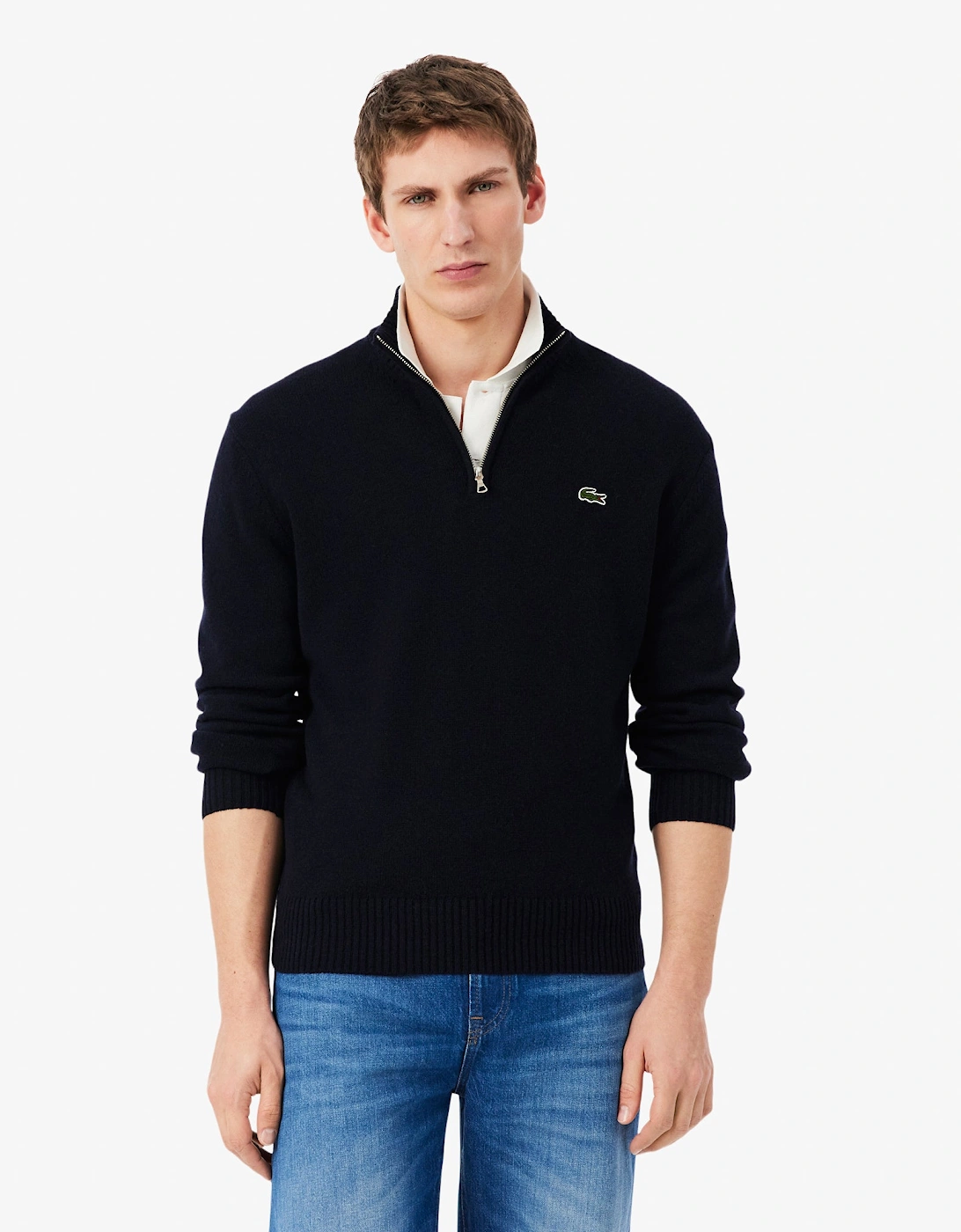 Lacoste Half-Zip Mens Merino Sweatshirt - Navy Blue 166