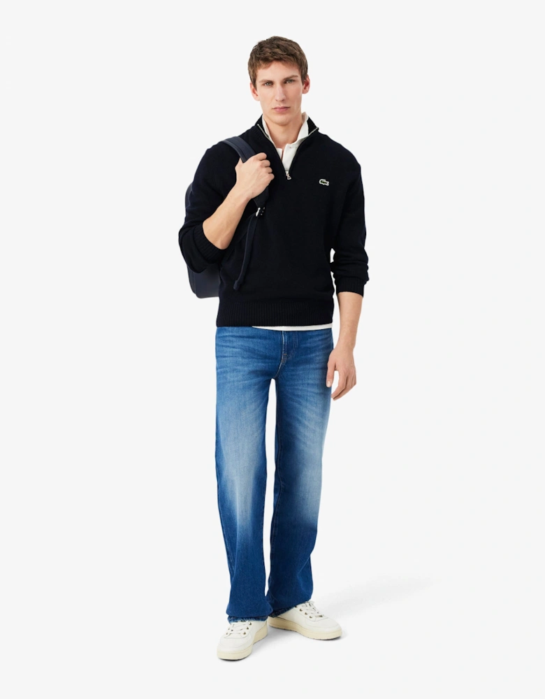 Lacoste Half-Zip Mens Merino Sweatshirt - Navy Blue 166