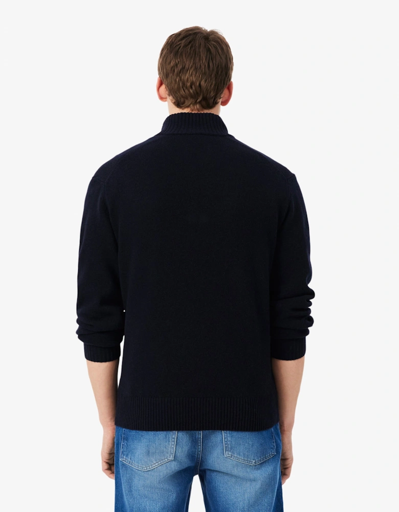 Lacoste Half-Zip Mens Merino Sweatshirt - Navy Blue 166
