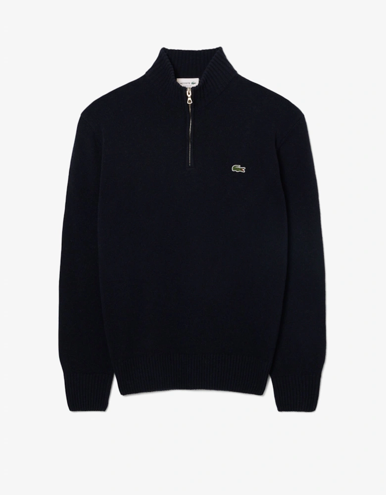 Lacoste Half-Zip Mens Merino Sweatshirt - Navy Blue 166
