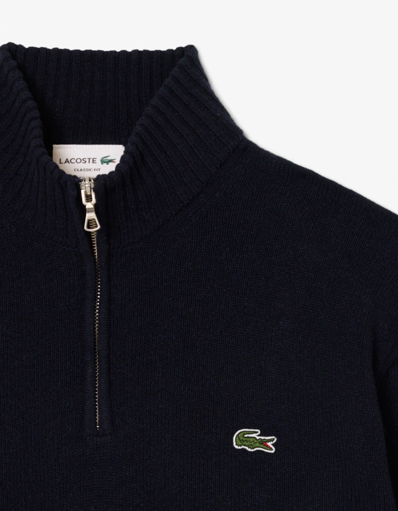 Lacoste Half-Zip Mens Merino Sweatshirt - Navy Blue 166