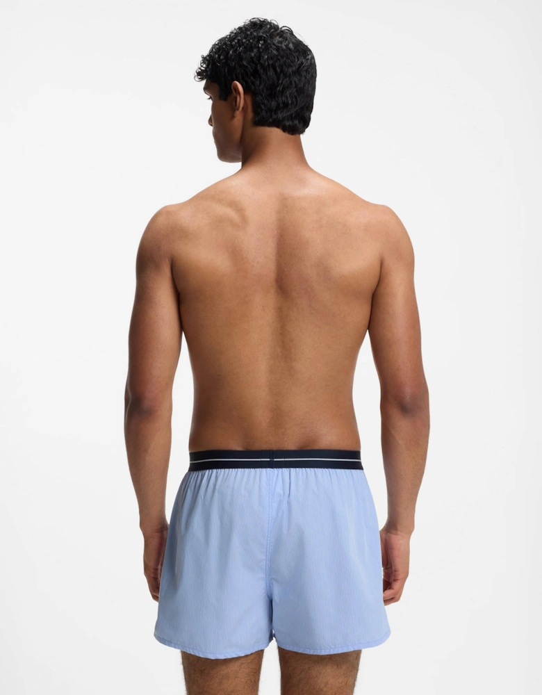 BOSS Orange Boxer 2-Pack Mens Cotton Pyjama Shorts with Logo Waistbands - Open Blue 471