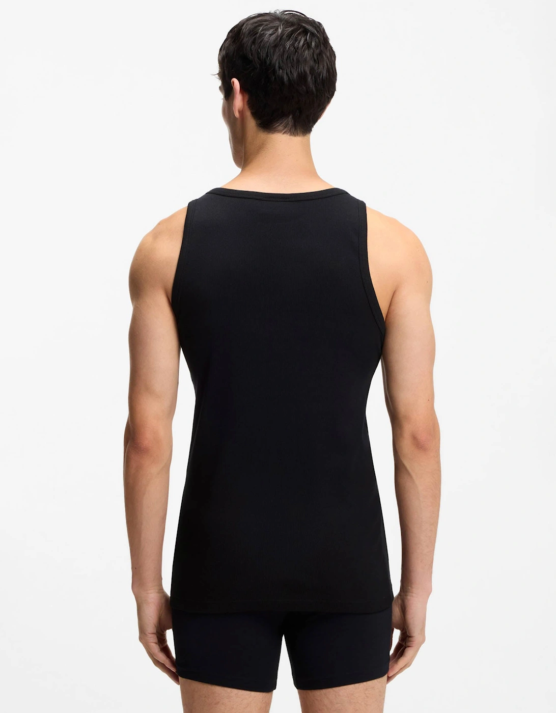HUGO Two-Pack Mens Underwear Vests in Ribbed Stretch Cotton - Black 001