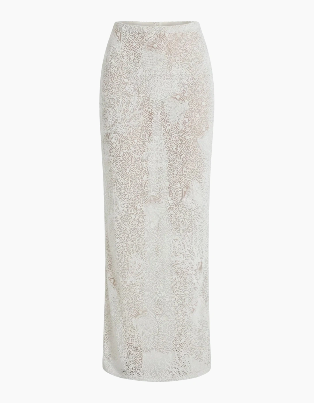Faith Beaded Powermesh Jellyfish Maxi Skirt White
