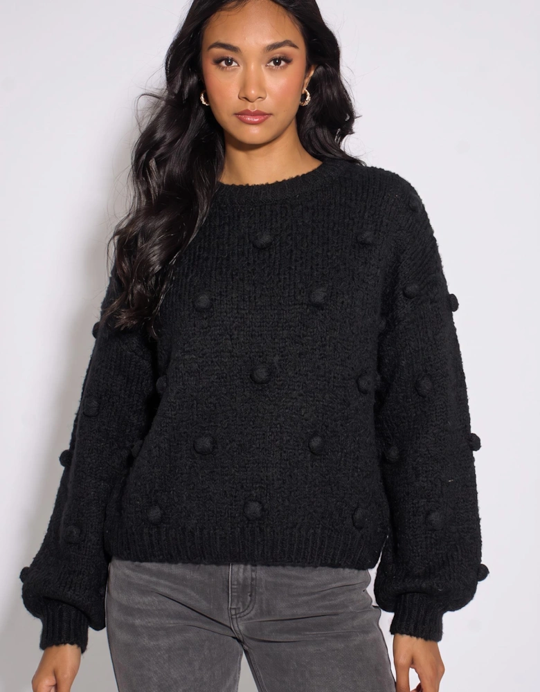 Black Wool Mix Oversized Knit Jumper