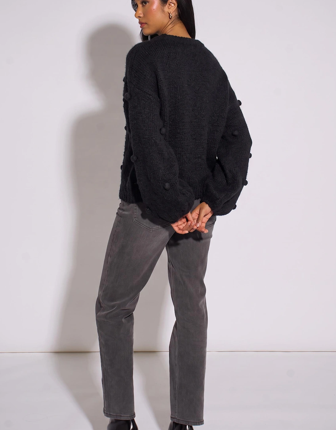 Black Wool Mix Oversized Knit Jumper