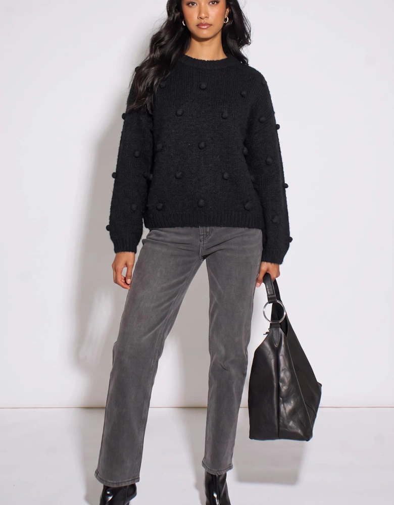 Black Wool Mix Oversized Knit Jumper