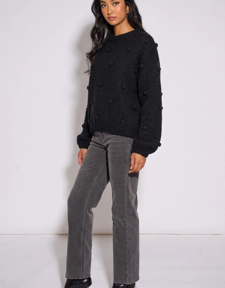 Black Wool Mix Oversized Knit Jumper