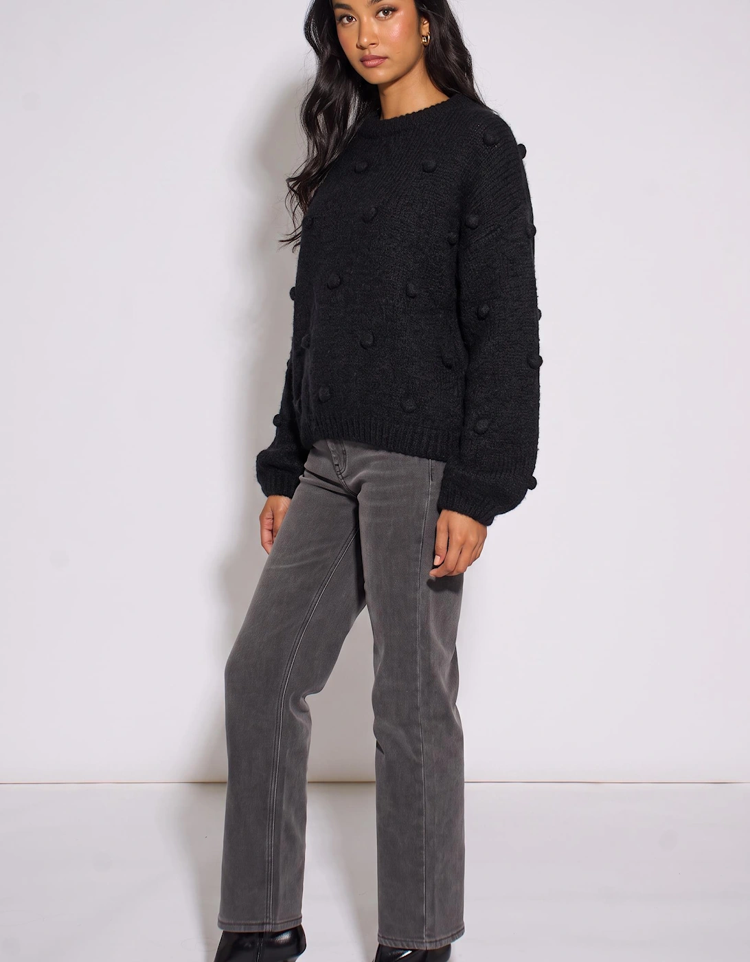 Black Wool Mix Oversized Knit Jumper