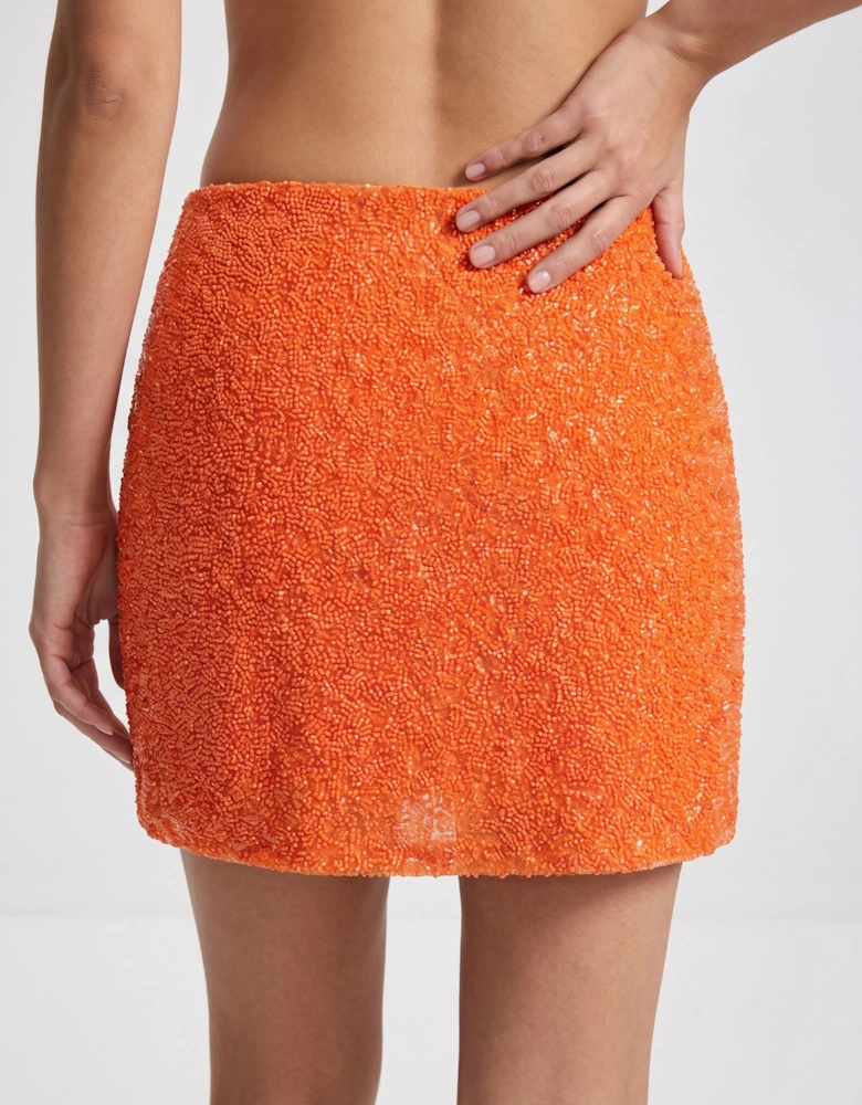 Marie Hand Beaded Premium Co-Ord Mini Skirt Multi Colour