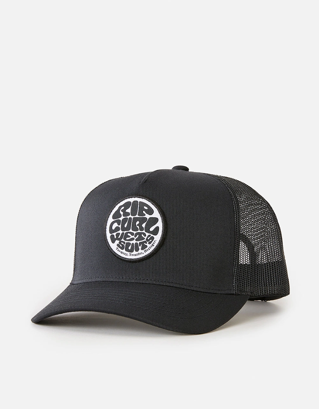 RIP CURL MENS MESH TRUCKER CAP.WETSUIT ICON BLACK LOGO SNAPBACK BASEBALL HAT W25 - Image 5