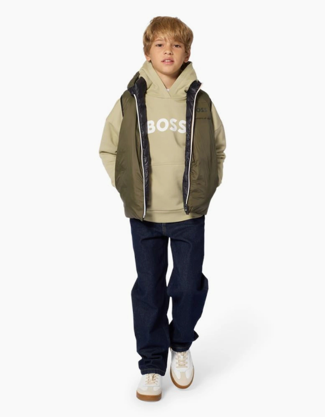 BOSS BOYS HOODY IN ELM GREEN J53396