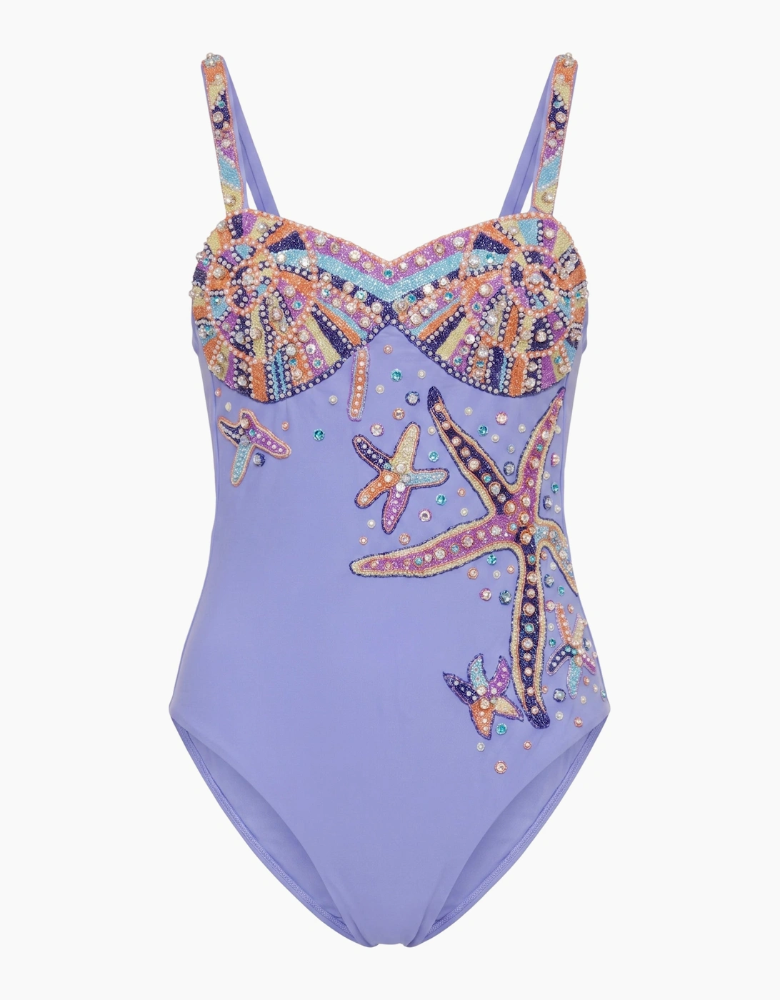 Selene Sea Shell Hand-Beaded Swimsuit Purple
