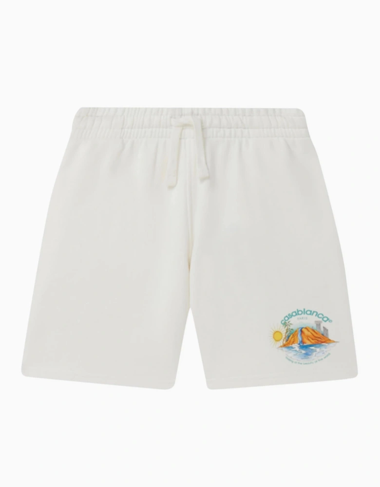 CASABLANCA OASIS SWEAT SHORTS OFF-WHITE