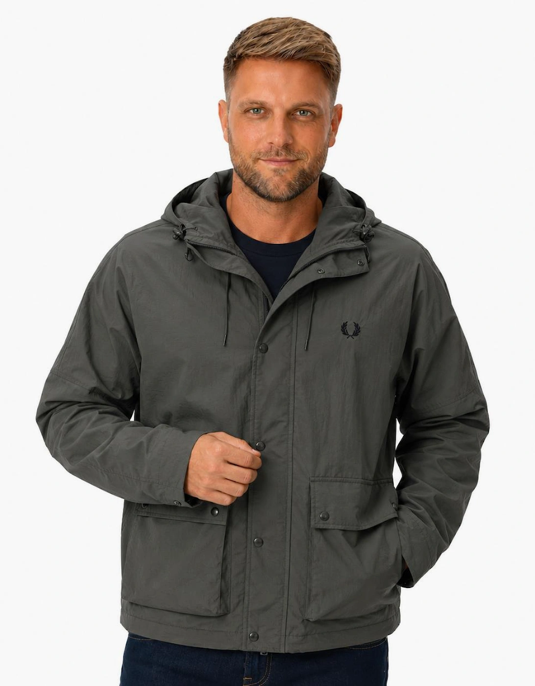 Fred Perry Cropped Ripstop Parka Jacket Field Green