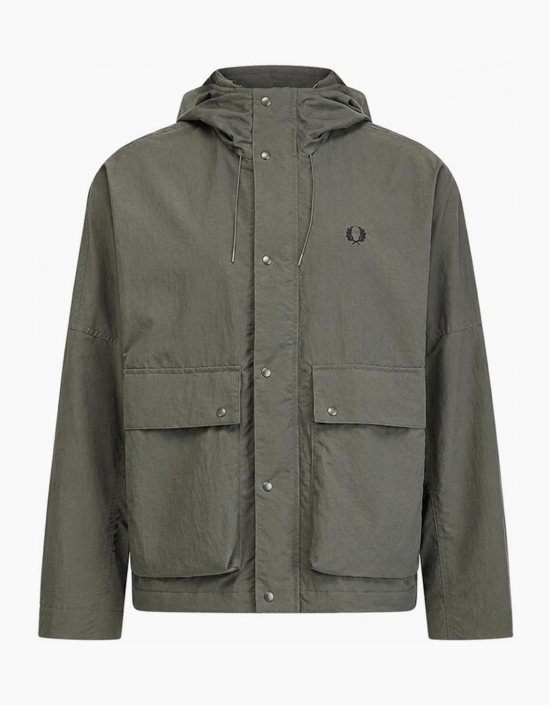 Fred Perry Cropped Ripstop Parka Jacket Field Green