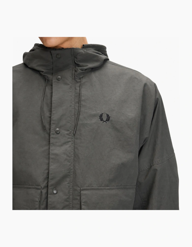 Fred Perry Cropped Ripstop Parka Jacket Field Green