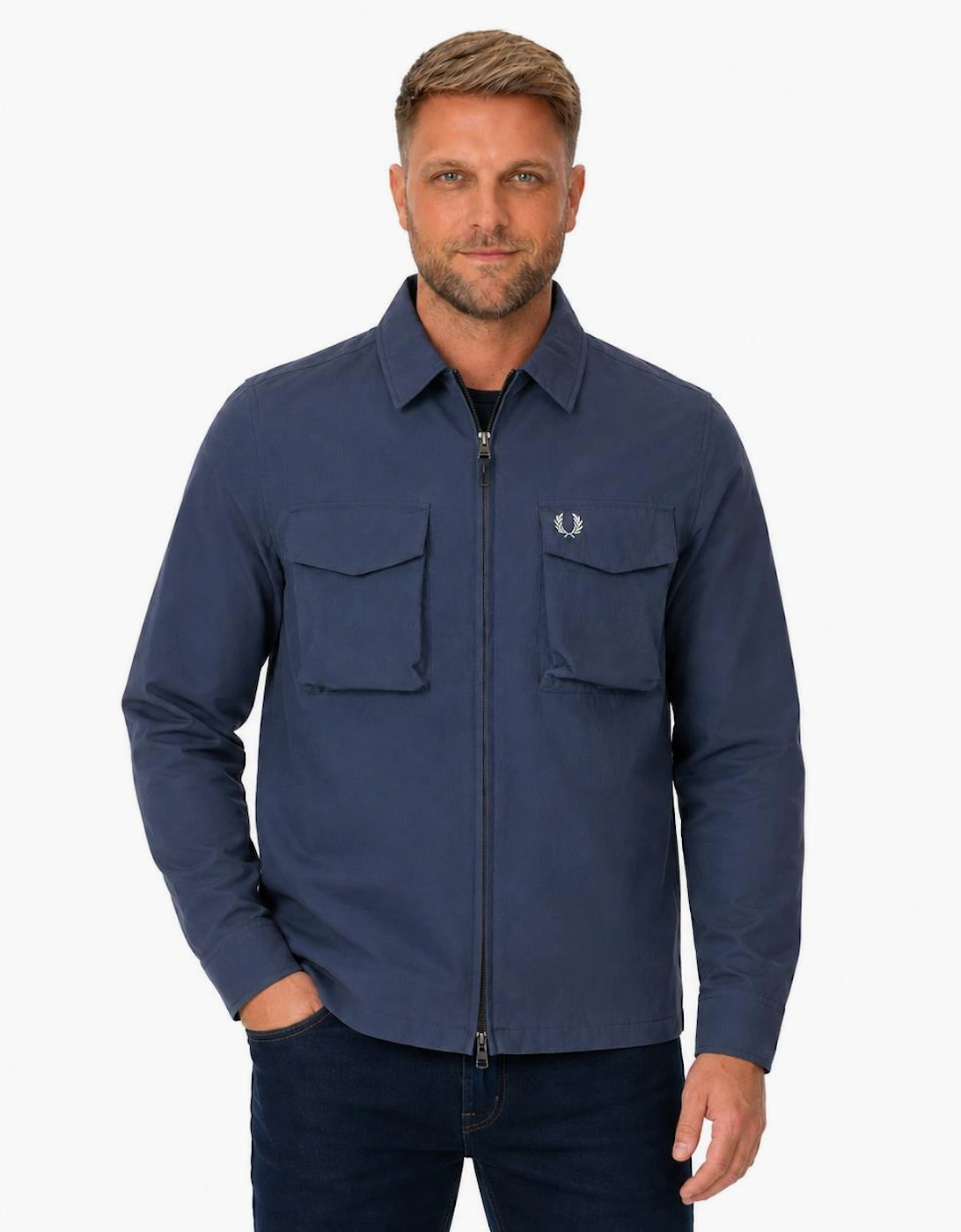 Fred Perry Ripstop Pocket Overshirt Dark Airforce