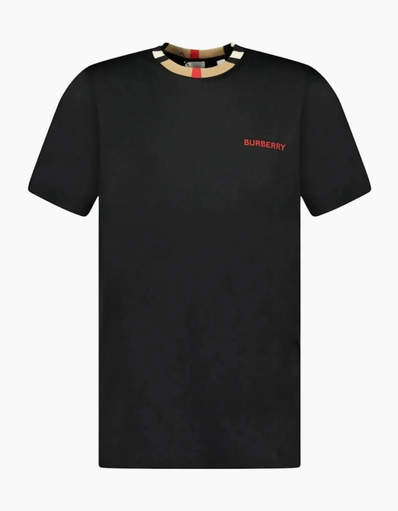 Burberry Check Collar T-Shirt in Black
