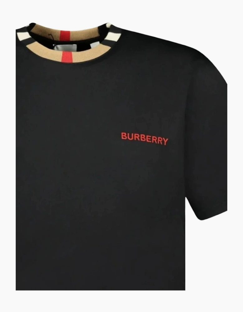 Burberry Check Collar T-Shirt in Black