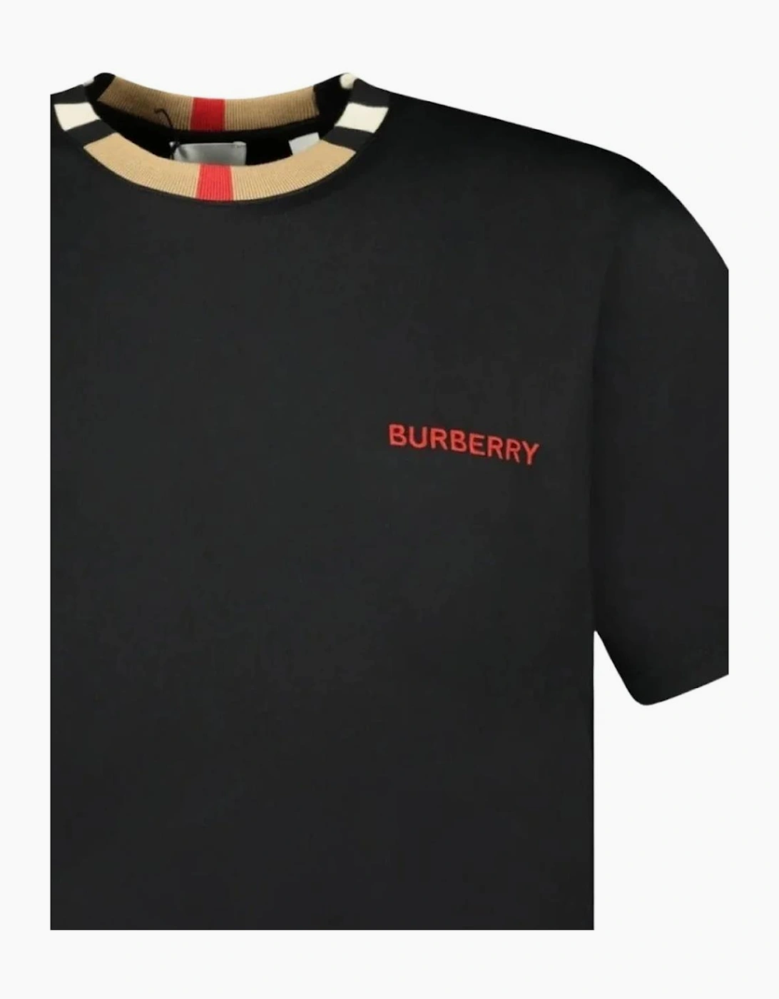 Burberry Check Collar T-Shirt in Black